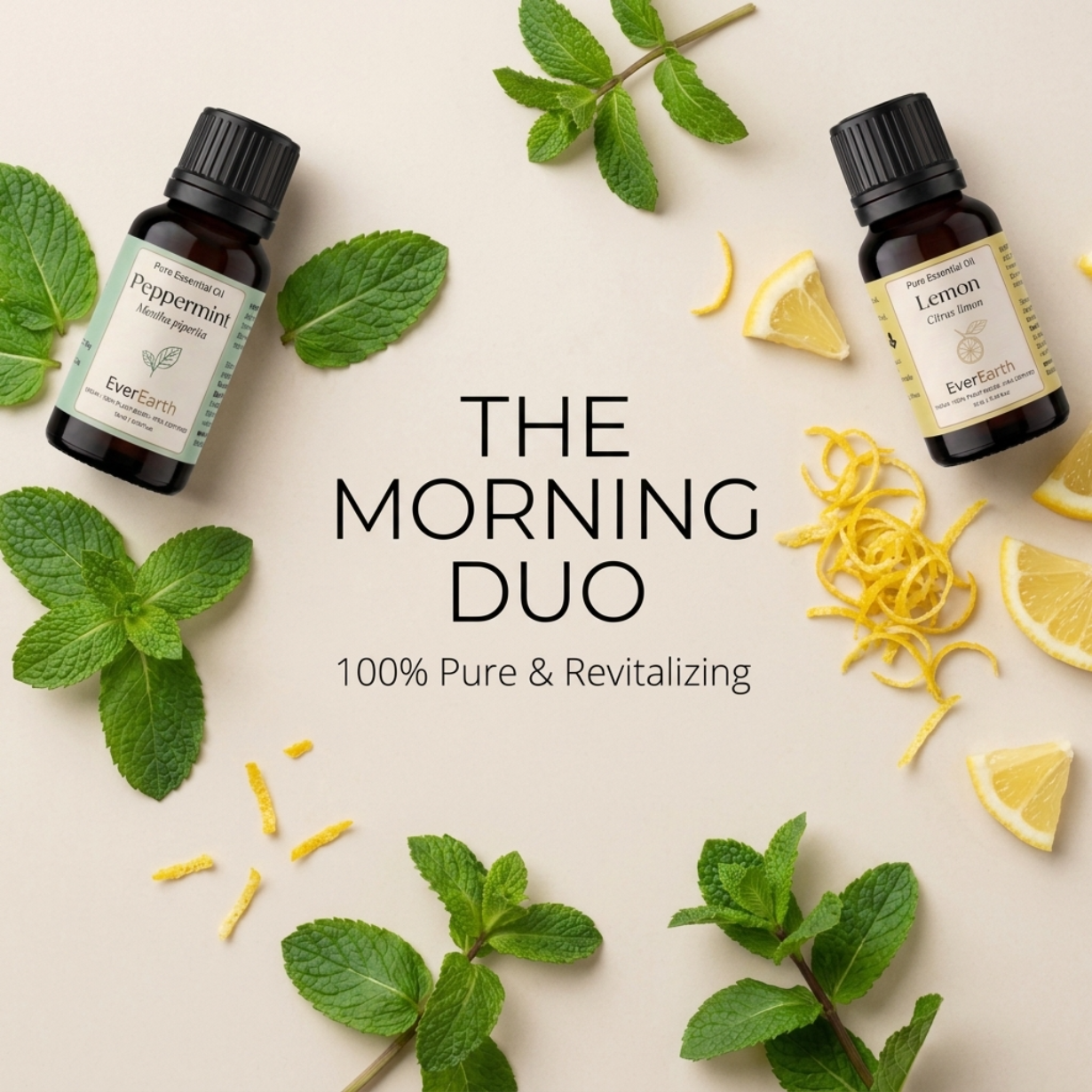 EverEarth Morning Duo essential oil 2 × 10ml black glass bottle