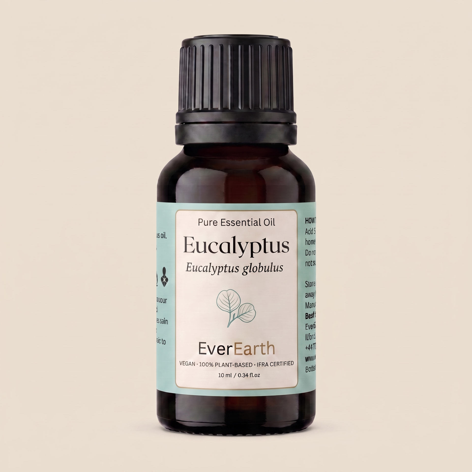 EverEarth Eucalyptus essential oil 10ml amber glass bottle