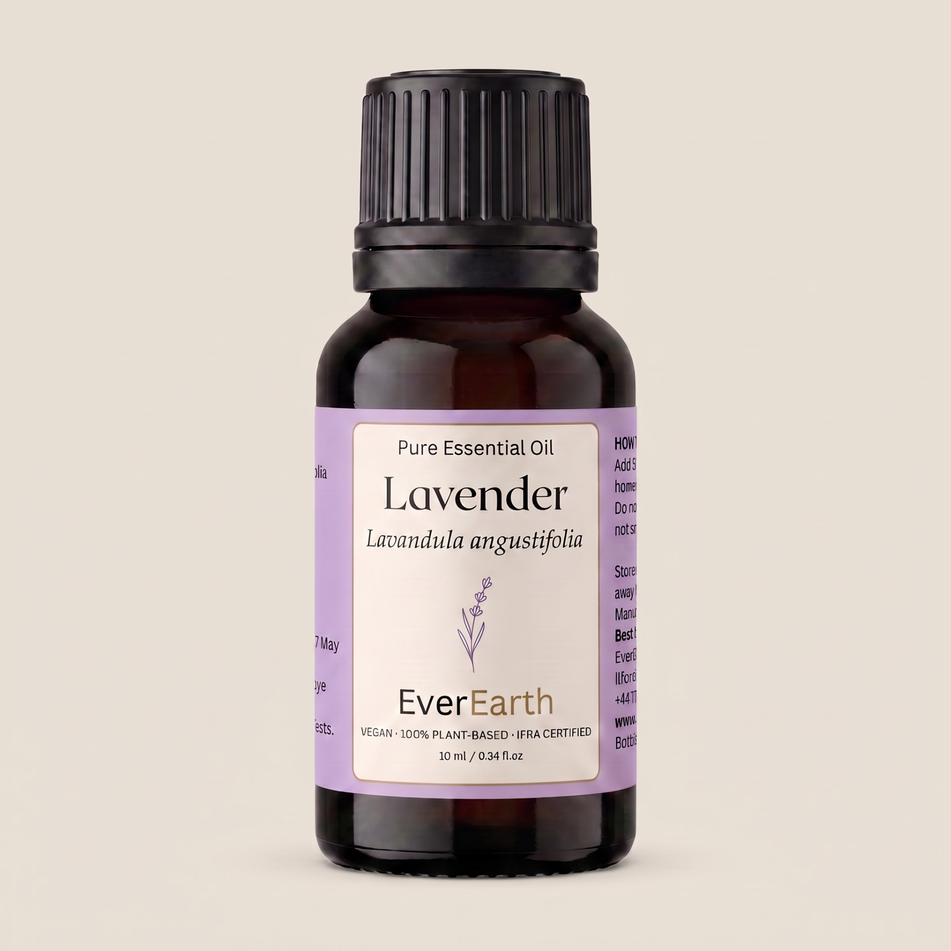EverEarth Lavender essential oil 10ml black glass bottle