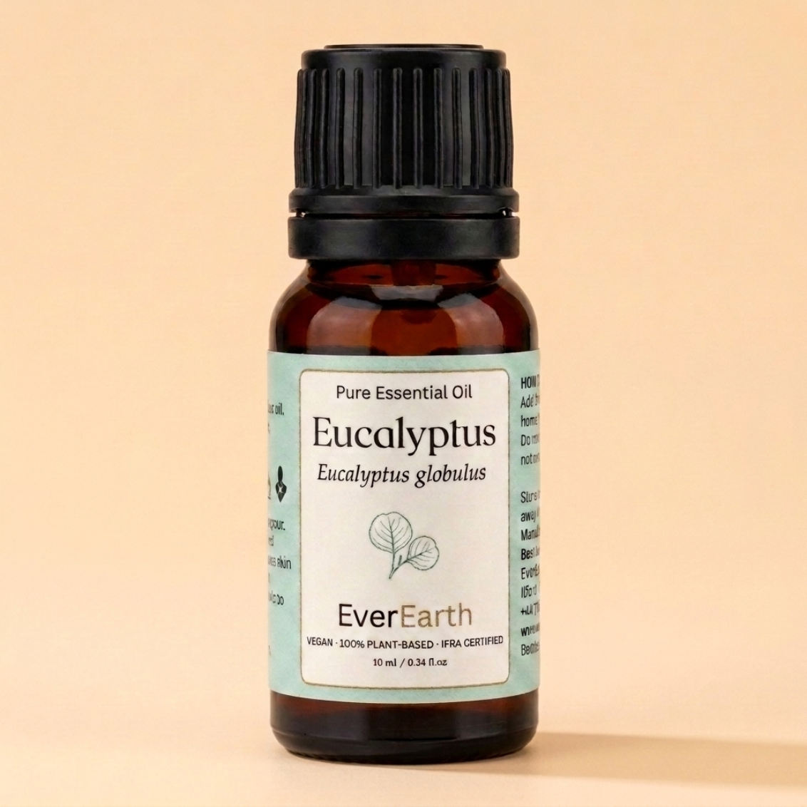 EverEarth Eucalyptus essential oil 10ml black glass bottle