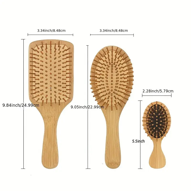 6-Piece Bamboo Hair Care Set – Brushes & Combs for Healthy, Tangle-Free Hair