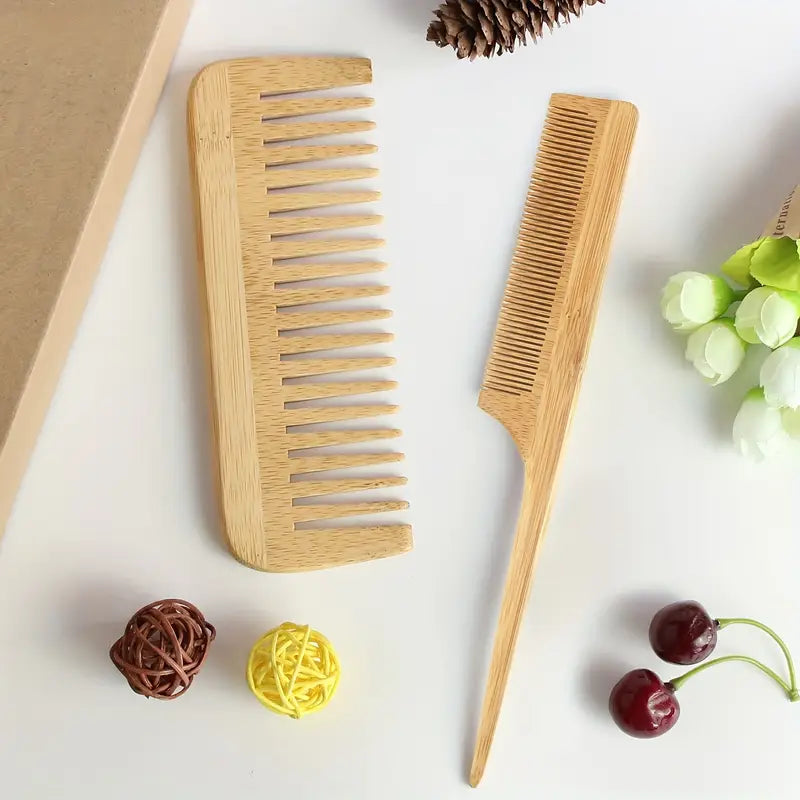 6-Piece Bamboo Hair Care Set – Brushes & Combs for Healthy, Tangle-Free Hair